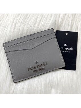 NWT! Kate Spade Staci Small Slim Card Case Holder - Nimbus Grey